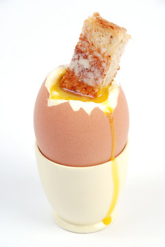 Soft boiled egg with dripping yolk & toasted finger