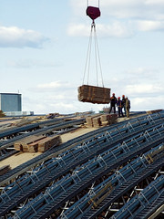 Naklejka premium Construction of a festival amphitheater roof in Vitebsk - 