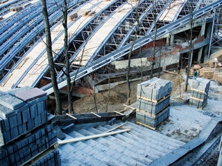 Construction  of a festival amphitheater roof in Vitebsk - 