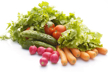 heap of vegetables isolated on white