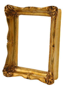 close-up of old gilded frame from perspective 