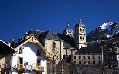 christian basilica with tower in France (Briancon city).