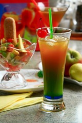 Summer recreational drink with cherry 