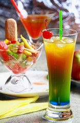 Summer recreational drink with cherry 