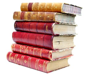 Pile de livres anciens en cuir