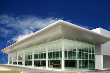 modern  business   buildings   in  deep blue  sky