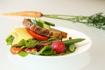 Close-up of sandwiches on white background