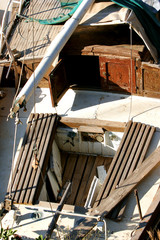 Dilapidated yacht