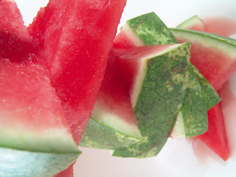 Juicy watermelon pieces stack for summer picnic