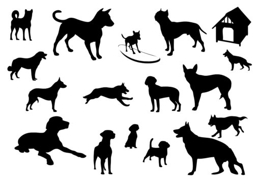 dogs silhouettes vector
