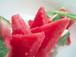 Juicy watermelon pieces stack for summer picnic