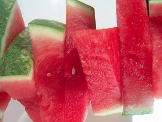 Juicy watermelon pieces stack for summer picnic