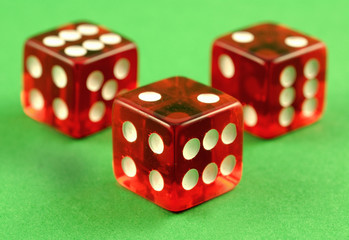 Three red dice
