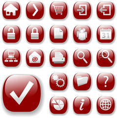 Button icons. The ruby red Website Navigation Collection.