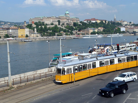 Budapest Tram Beside Danube