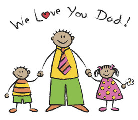 Obraz na płótnie Canvas We Love You Dad - family in tan skin tone