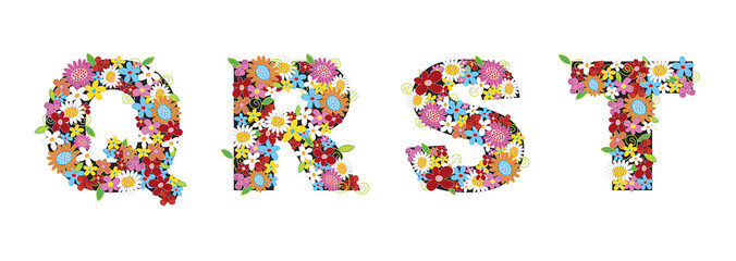 QRST spring flowers - illustration / part of a full alphabet set