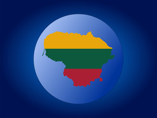 map and flag of lithuania globe illustration