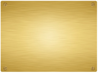 gold plaque with screws in the rounded corners