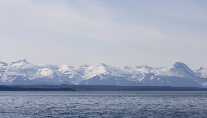 Snow capped mountains near Juneau, Alaska