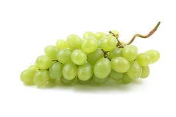 bunch of fresh green grapes isolated on white