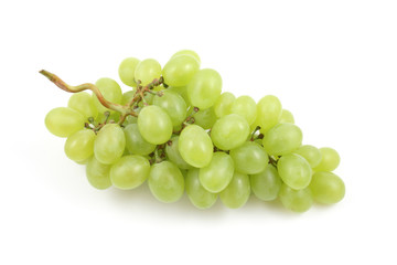 bunch of fresh green grapes isolated on white