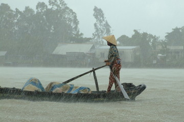 Pluie dans le delta du Mekong a Can Tho