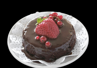 cake with ganache and berries