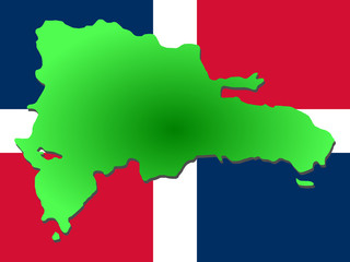 map of Dominician Republic and their flag illustration
