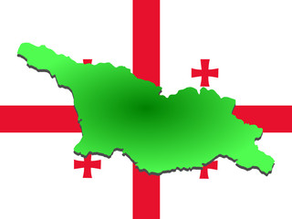 map of Georgia and their flag illustration