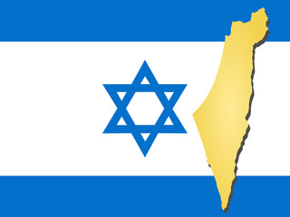 map of Israel and their flag illustration