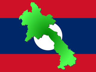map of Laos and their flag illustration
