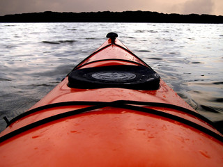 Point of view from kayak cockpit.