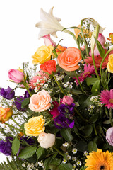 Big colorful bouquet over white