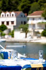 Colorful seating at a mediterranean restaurant