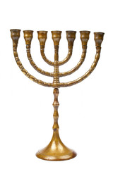 A Hanukkah Menorah isolated on white background