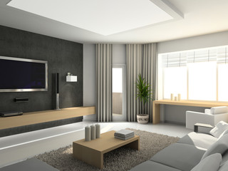 Modern interior. 3D render. Living-room. Exclusive design.