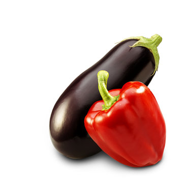 Composition of a paprika and an Aubergine