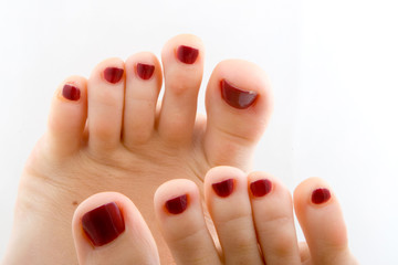 Woman feet isolated in white background