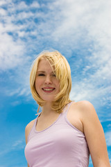 Portrait of a beautiful blond young woman 