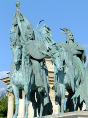 Equestian statues of seven Hungarian tribe chieftains