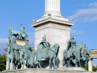 Equestian statues of seven Hungarian tribe chieftains