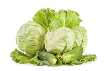 Fototapeta premium Cabbage, lettuce, cucumbers,