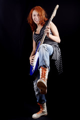 Portrait of a styled professional model. Theme: teens, music.