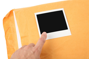 big envelope and photo with white background