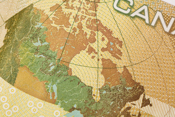 Macro image of canadian dollar, close up
