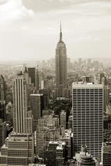 Plaid mouton avec motif New York Panorama de Manhattan en sépia