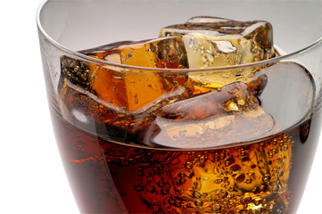 Glass of cola drink with ice closeup (1) with clipping path