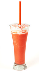 Coffee cocktail with strawberries in glass