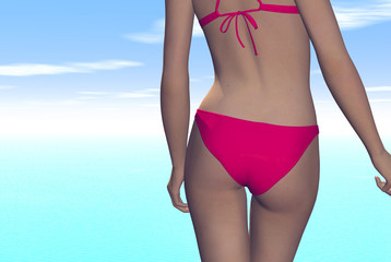 Fototapeta na wymiar 3D render of a woman at the beach